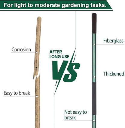 VNIMTI Heavy Duty Gardening Shovel, 56 Inch Round Blade with Fiberglass Handle (Green)