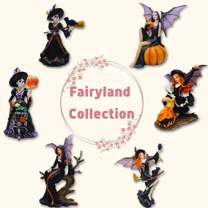 Comfy Hour Fairyland Collection 9” Reading Book Dark Fairy Witch Figurine, Home Decoration and Collectibles, Polyresin