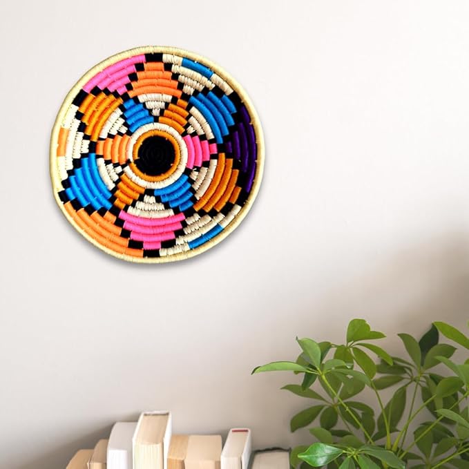 Bhumee Creations Rattan Trendy & Timeless: Sabai Grass Wall Basket - Handwoven Wall Art (Multicolour, Set of 1)