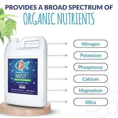 FOOP Mist (Refill) - Organic Foliar Spray Made from Fish Manure (with Fresh Minty Scent) | Corrects & Prevents Plant Nutrient Deficiencies | Ready to Use, No Mixing Required (1 Gallon)
