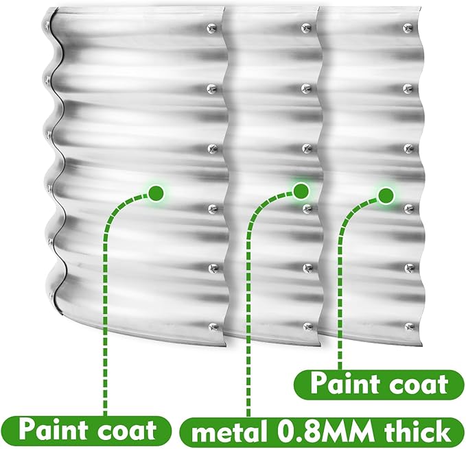 17" Tall Round Outdoor Garden Raised Garden Bed Kits-0.8MM Thick Metal Raised Planter Bed/Ground Planter Box for Variety of Flowers,Herbs,Vegetables,Trees (Silver, 40 Dia X 16.5 inches)