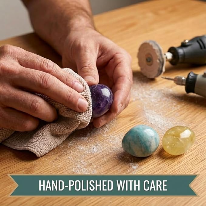 Polished Amethyst Crystal Stones - 2 Pcs of 1.2" Worry Stone for Anxiety, Pocket Palm Stone Super Large Handpicked Natural Tumbled Gemstones for Meditation, Reiki, Chakra Healing, Home Decor