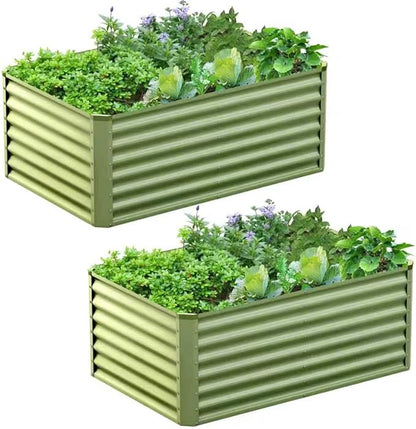 4x2x2FT Galvanized Raised Garden Bed Kit,Vegetable Boxes-Rectangle Metal Flower Box,Large Planter Raised Beds Outdoor Garden for Planting,Fruit,Herb-Green