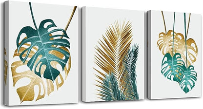 Canvas Wall Art For Living Room Family Wall Decorations For Bedroom Kitchen Dining Room Wall Decor Abstract Painting Leaves Wall Pictures Artwork Office Canvas Art Prints Bathroom Home Decor 3 Piece