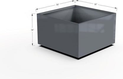 Plantercraft Powder-Coated Aluminum Planter Box - Square Cube - Metal All Weather | Indoor Outdoor | Made in USA | Fully Assembled