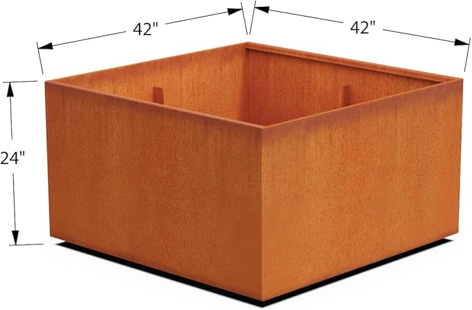PLANTERCRAFT Corten Steel Planter Square Cube Metal Garden Box Heavy Duty | Made in USA | Fully Assembled | Commercial Residental Outdoor