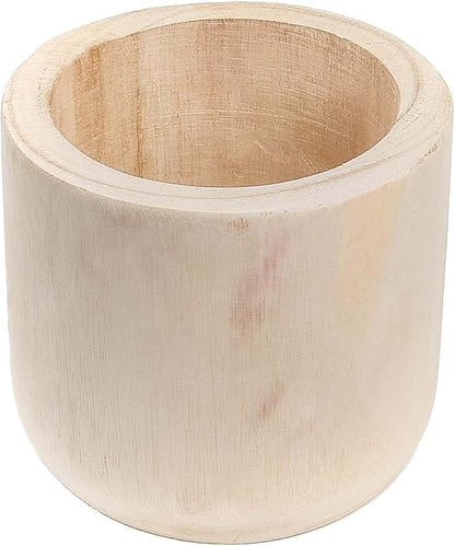 CYS EXCEL 6.25'' Natural Cylinder Planter Lightweight Natural Wood Cachepot for Indoor Plants, Succulents, Herbs, Home & Office Decor