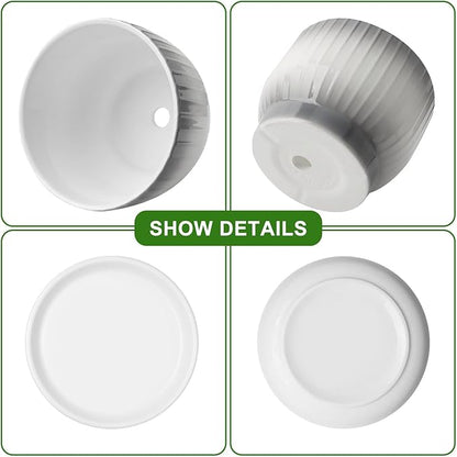 6.7 + 5.5 Inch Ceramic Plant Pots,Planters with Drainage and Saucer,Indoor Pots for Plants,Modern Flower Pots for Home and Office（Gray + White）