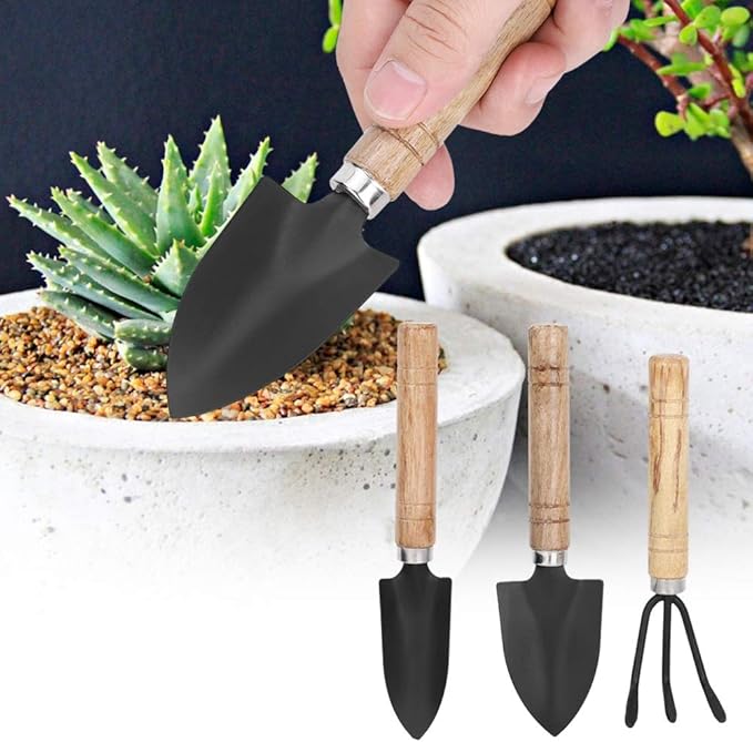 Small Garden Tools, 3pcs Mini Plant Gardening Tool Set Spade Claw Rake Shovel Flowers Planting Tools for Succulent, Bonsai, Pot Plants