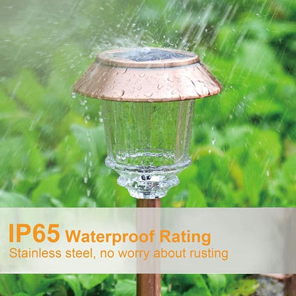 XMCOSY+ Solar Lights Outside Waterproof - 4 Pack Auto On/Off 10-40 LM Dimmable Outdoor Solar Lights for Yard Garden Pathway Driveway Walkway (Warm White)