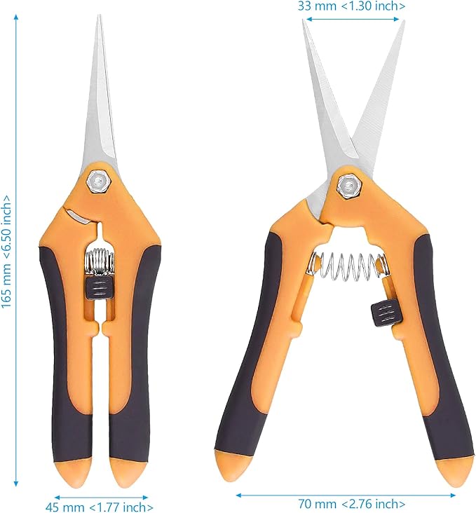 15 PCS 6.5 inch Garden Pruning Shears, Gardening Hand Pruners with Straight Stainless Steel Precision Blades, Pruning Shears Bud Trimming Scissors for Flowers Branches Precise Cuts