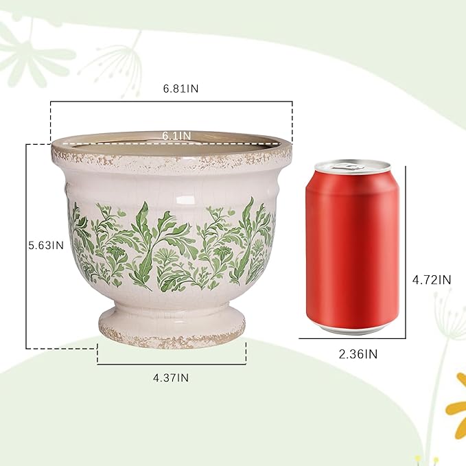 Vintage Ceramic Ice Crack Flower Pot with Drainage Hole Rustic Planter for Indoor and Outdoor Decorative Pots for Plants Unique Plant Pot Gardening Gift