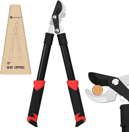 Yesker 19" Loppers Heavy Duty Branch Cutter Sharp Steel Blade Tree Trimmer up to 1" Diameter Cut Capacity Powerful Gear Action Lightweight Bypass Loppers Tools for Tree Trimming Garden Maintenance