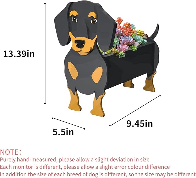 Black and Tan Dachshund Dog Planter Plant Pots,Cute Dog Flower Planter,Gifts for Pet Lovers,Unique Animal Plant Pots,Office,Indoor Outdoor Garden Decor(9.45 * 7.5 * 13.39in)