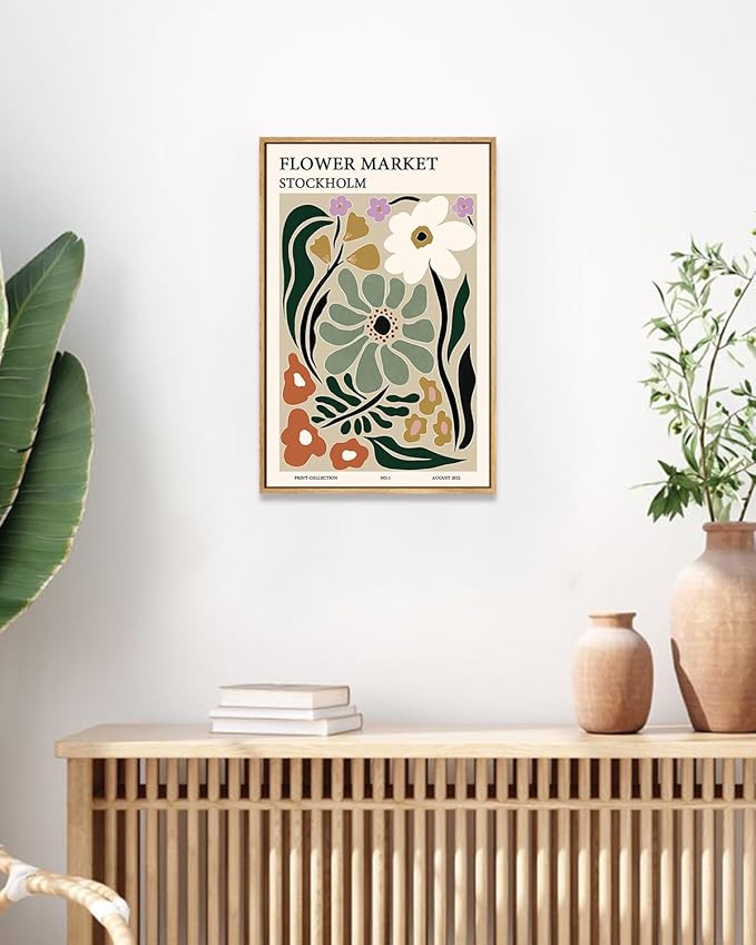 Zzuyi Framed Flower Market Wall Art,Botanical Prints,Green Flower Prints Anthropologie art for Bathroom,Aesthetic Decor-12"x 16"