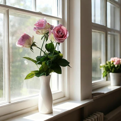 10 Single 26inch Real Touch Artificial Roses - Long Stem Fake Silk Flowers with Leaves, Looking Real, for Tall vase, Wedding, Home Decor, Centerpieces, Office Party, (10,Lav Gray)
