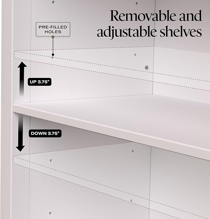 From the Tree Furniture Solid Pine Wood Bookcase – Tall Bookshelf with 4 Adjustable Shelves for Home, Office & Kids Room