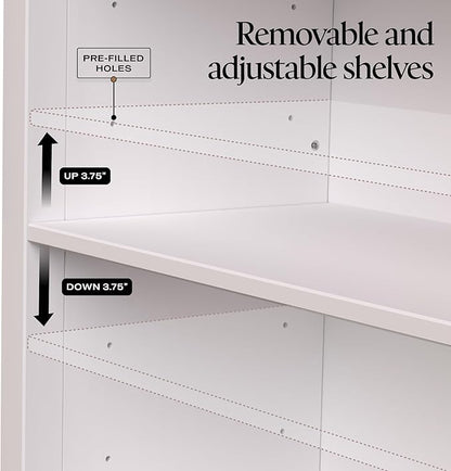 From the Tree Furniture Solid Pine Wood Bookcase – Tall Bookshelf with 4 Adjustable Shelves for Home, Office & Kids Room