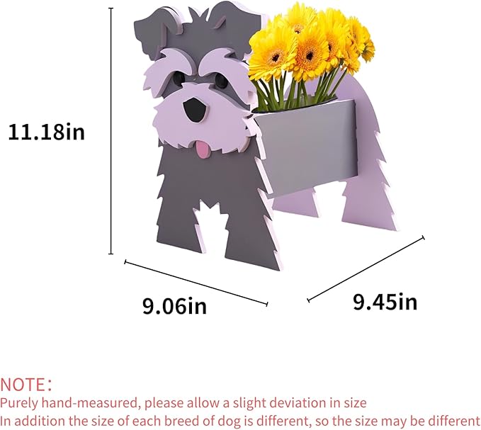 Gray Schnauzers Dog Planter Plant Pots,Cute Dog Flower Planter,Gifts for Pet Lovers,Unique Animal Plant Pots,Office,Indoor Outdoor Garden Decor(9.45 * 9.06 * 11.81in)