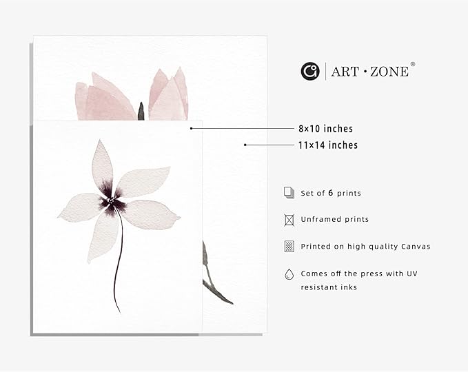 Botanical Prints for Wall Decor Poster 8x10 Canvas Prints Unframed Set of 6, Boho Wall Art Prints Plant Floral Minimalist Wall Art