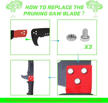 Pole Saw for Tree Trimming - 30 FT Extendable Tree Pruner, Long Handle Tree Trimmer, High Reach Branch Cutter, Heavy Duty Pole Pruning Saw, Tree Cutting Tool for Hard-to-Reach Branches
