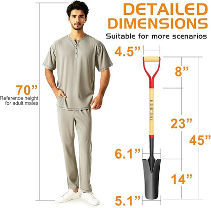 HIGHLIGHT Spade Shovel, Transplanting Spade, Drain Spade, Spade Shovels for Digging, Sharp Shooter Shovel or Spade, 45Inch, Stell D-Grip, Wooden Handle