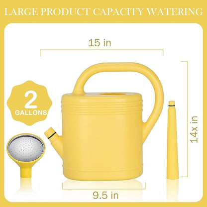 2 Gallon Watering Can for Indoor Plants, Garden Watering Cans for Outdoor Plant House Flower, Modern Plant Watering Can Large Long Spout with Sprinkler Head