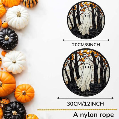 Acrylic Window Hanging Ghost Stained Panel Window Decoration for Halloween Decorations Outdoor Indoor Garden Yard Home Halloween Decor 8 Inch