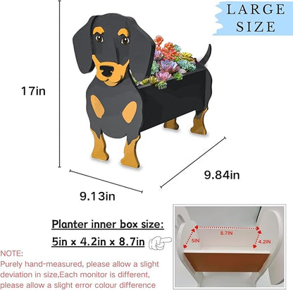 Black and Tan Dachshund Dog Planter Plant Pots,Cute Large Dog Flower Planter,Gifts for Pet Lovers,Unique Animal Plant Pots,Office,Indoor Outdoor Garden Decor(9.84 * 9.13 * 17in)