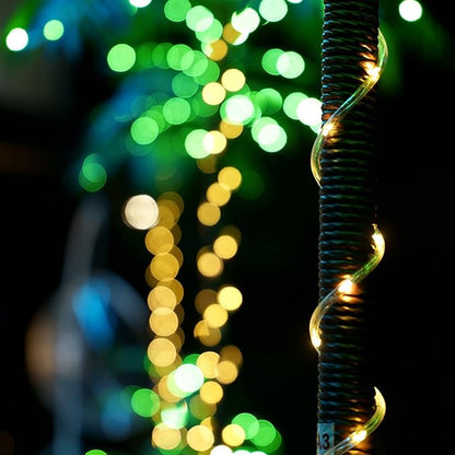Artificial Palm Tree Christmas Tree 7Ft 3Trunks 260LED Lighted Simulation Tropical Palm Tree Fake Plant Light for Patio Home Office Beach Yard Cruise Hawaiian Party Tiki Bar Decorations - Electric