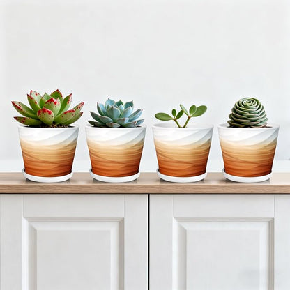 5 Inch Plant Pot,Ceramic Planter with Drainage and Saucer,Ceramic Pots for Plants,Indoor Plant pots,Planters for Indoor Plants(5.5 in Diameter,4 Pack)