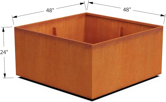 PLANTERCRAFT Corten Steel Planter Square Cube Metal Garden Box Heavy Duty | Made in USA | Fully Assembled | Commercial Residental Outdoor