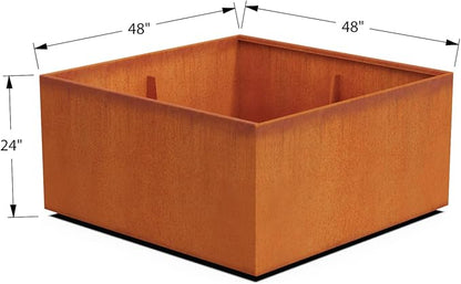 PLANTERCRAFT Corten Steel Planter Square Cube Metal Garden Box Heavy Duty | Made in USA | Fully Assembled | Commercial Residental Outdoor