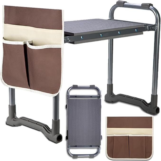 Garden Kneeler Folding garden stool Seat with EVA Foam Pad - Portable Foldable Gardening Bench Gift (Gray)