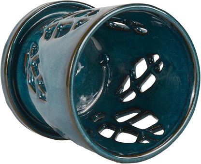 W&W Orchid Pot with Holes and Saucer for Repotting, Teal, 5.5 Inches