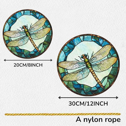 Acrylic Stained Window Hanging Dragonfly Acrylic Decoration for Indoor Outdoor Home Bar Office Garden Plastic Ornament Decor 12x12 Inch