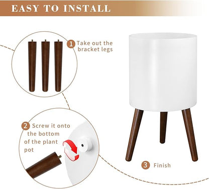 Plant Pot with Stand, Planters for Indoor Plants, Set of 2 Size Planter Pots, Modern Planter with Stand for Living Room, Office, Garden or Balcony, White, 10"&12"