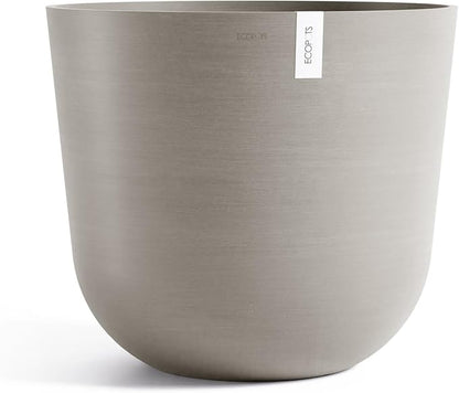 Ecopots Oslo Durable Modern Round Indoor/Outdoor Recycled-Based Composite Flower Pot Planter, Taupe, 25.5"