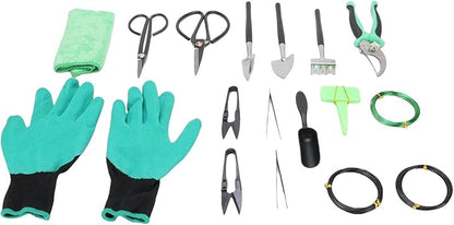 WALFRONT Bonsai Trimming Tools Kit, High Carbon Steel Gardening Set with Pruning Shears, Scissors and Wires for Indoor Bonsai Care