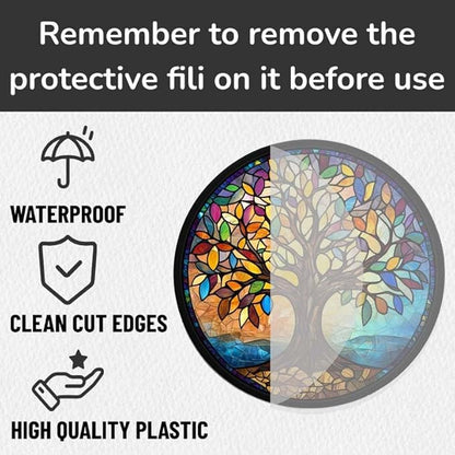 Acrylic Stained Window Hanging Art Tree Acrylic Decoration for Indoor Outdoor Home Bar Office Garden Plastic Ornament Decor 12x12 Inch