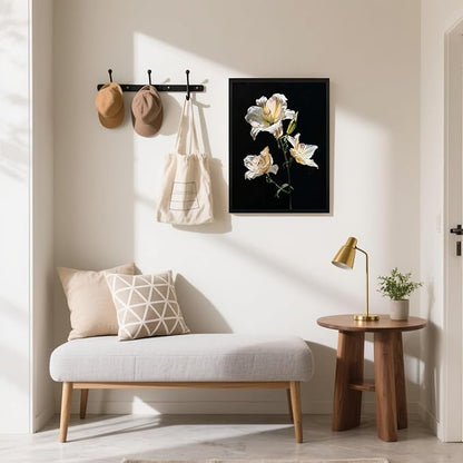 Flowers Bathroom Wall Art Prints Canvas Art Wall Decor Framed Vintage Wall Art Decor Pictures for Bathroom Black and White Flowers Wall Art Decorations Botanical Hallway Wall Art Decor 12x16 Inchs