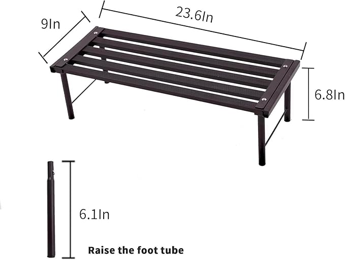 Metal Plant Stand, Rust-proof Aluminum Flower Pot Stand, Heavy Duty Planter Display Shelving for Patio Balcony Garden Living Room Decorative (Ebony, 23.6 Inch)