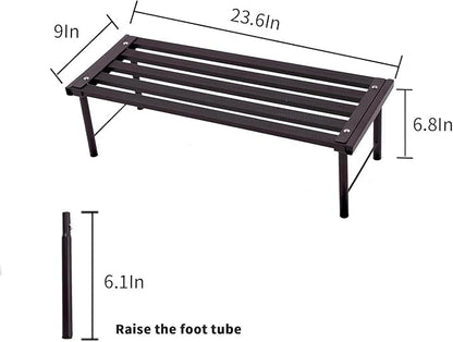 Metal Plant Stand, Rust-proof Aluminum Flower Pot Stand, Heavy Duty Planter Display Shelving for Patio Balcony Garden Living Room Decorative (Ebony, 23.6 Inch)