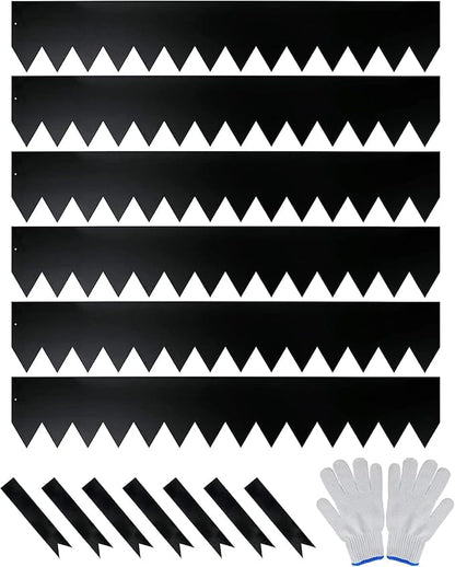Worth Garden 6-Pack Galvanized Steel Landscape Edging with Black Powder Coating - 40" L x 6.5" H - Hammer-in 16-Gauge Metal Border Separator Strips with 7 Clips - Edge for Lawn Yard (20Ft Total)
