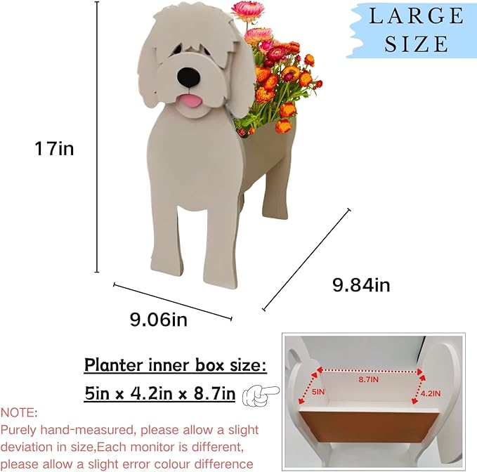 Golden Doodle Dog Planter Plant Pots,Cute Large Dog Flower Planter,Gifts for Pet Lovers,Unique Animal Plant Pots,Office,Indoor Outdoor Garden Decor(9.84 * 9.06 * 17in)