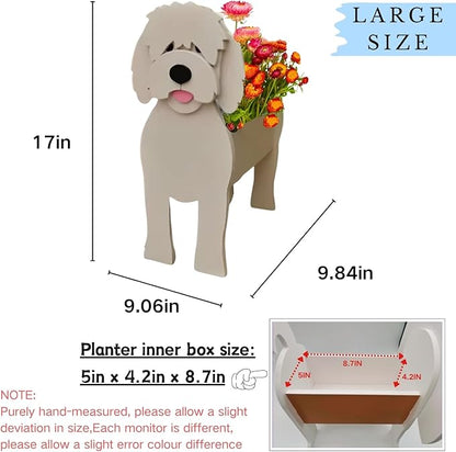 Golden Doodle Dog Planter Plant Pots,Cute Large Dog Flower Planter,Gifts for Pet Lovers,Unique Animal Plant Pots,Office,Indoor Outdoor Garden Decor(9.84 * 9.06 * 17in)