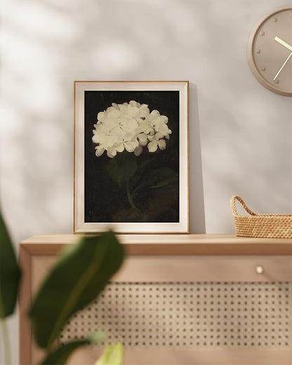InSimSea Framed Canvas Wall Art Decoration Canvas Wall Art Room Decor, White Hydrangea Oil Painting Canvas Prints, Bedroom Bathroom Wall Pictures Flower Artwork Office Floral Wall Decor 12x16In
