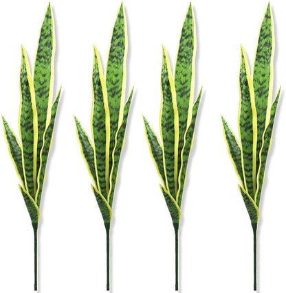 Bird Fiy Artificial Snake Plants 30" Faux Agave Fake Sansevieria Artificial Silk Plant for Home Garden Office Store Decoration 4 Pcs (Yellow)