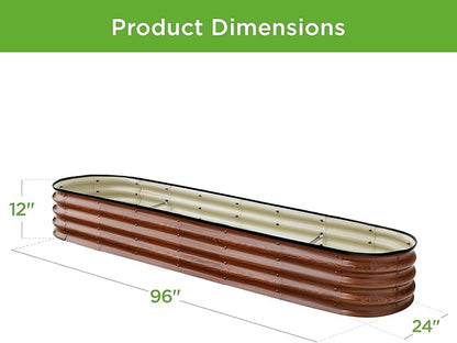Best Choice Products 8x2x1ft Outdoor Metal Raised Garden Bed, Oval Deep Root Planter Box for Vegetables, Flowers, Herbs, and Succulents w/ 108 Gallon Capacity - Wood Grain