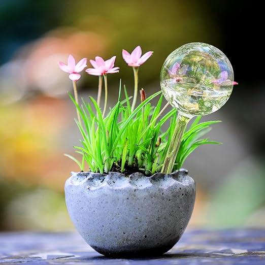 3pcs Plant Self Watering Device, Blown Glass Automatic Watering Globes, Self Watering Planter Insert for Indoor Outdoor Pot Plant, Home Garden Patio Hanging Plant Waterer